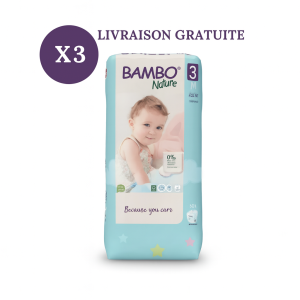 Bambo Nature Pack x3 Couches Écologiques T3 | 4-8 kg | 156 pièces