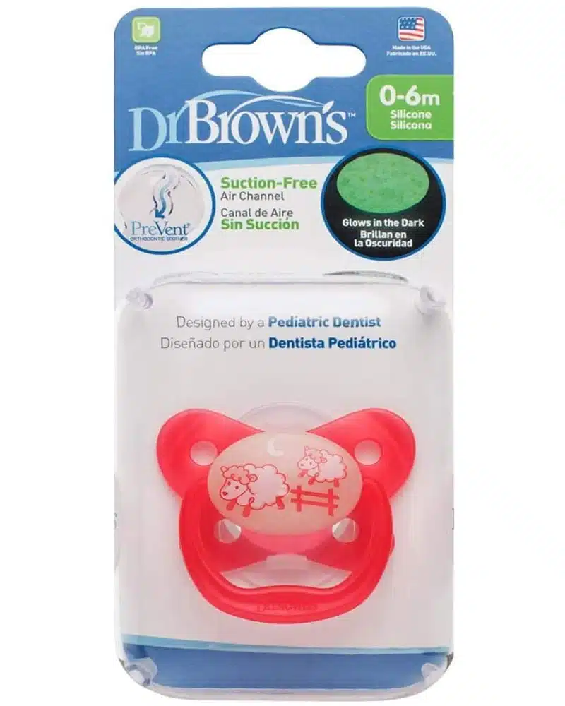Dr. Brown’s Pack de 2 Sucettes Glow in the Dark Stage1 0-6M – Pink – Image 2