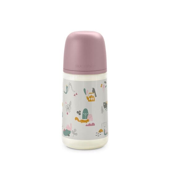 Suavinex Biberon tetine walk in the park Rose 270 ml