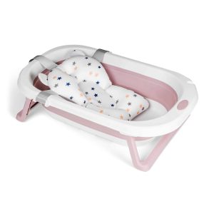 Baignoire bébé pliable avec coussin de bain rose – Ms