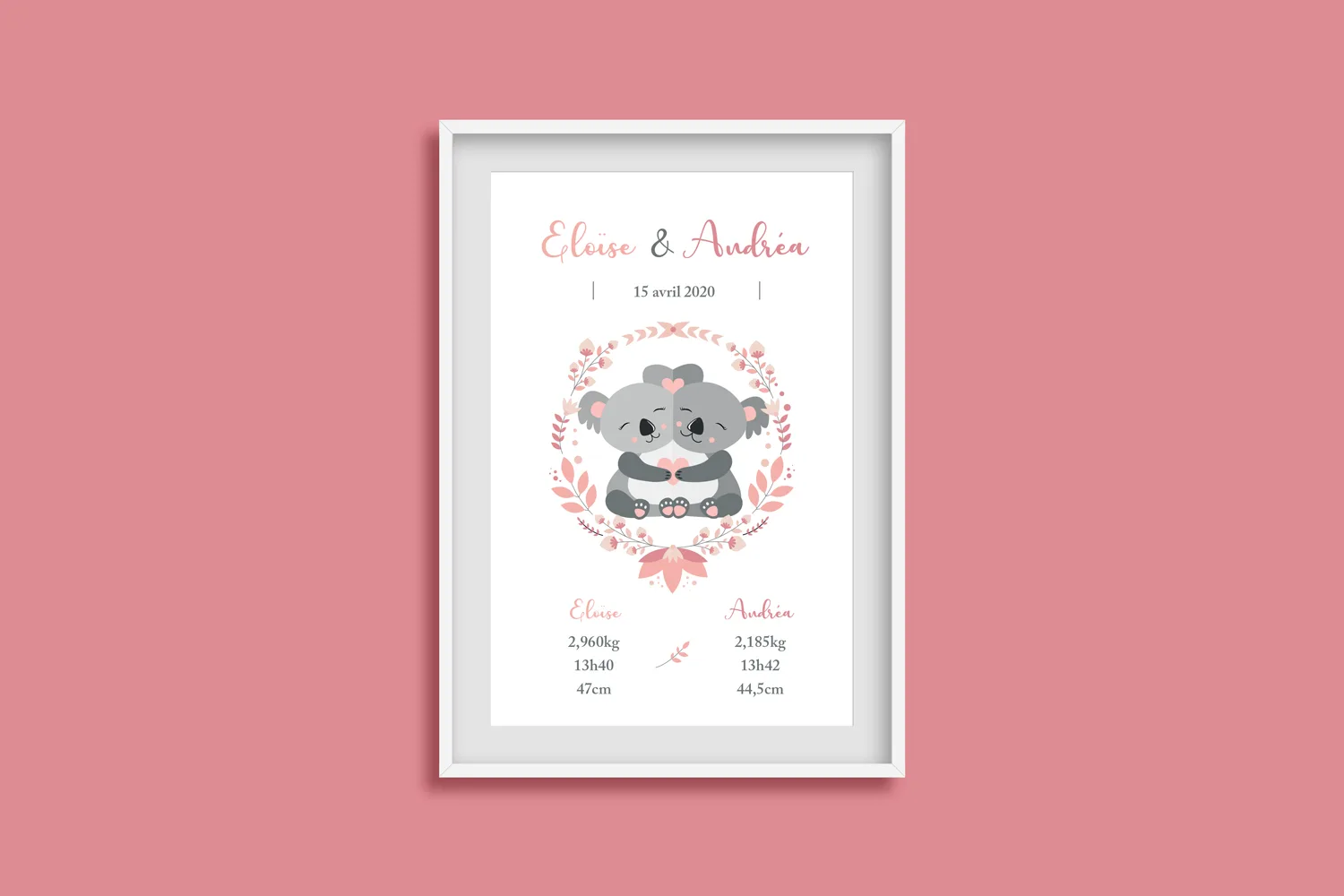 Affiche naissance Jumeaux Koala – Image 2