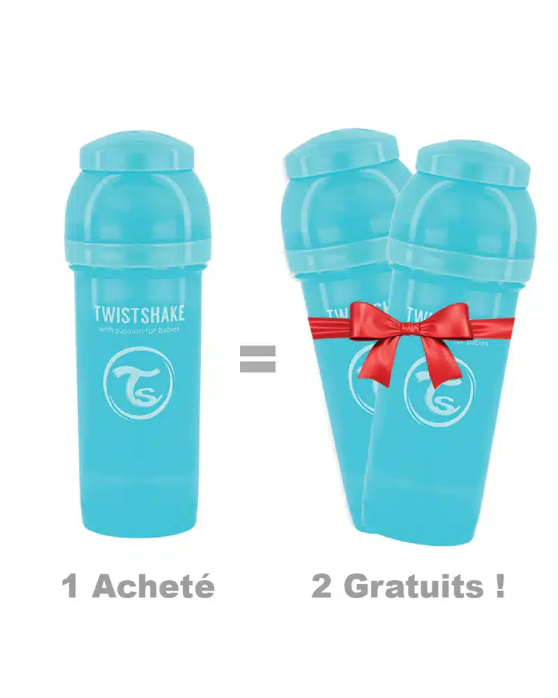 Offre : 1 Biberon Anti-Colique Twistshake 260ml – Bleu = 2