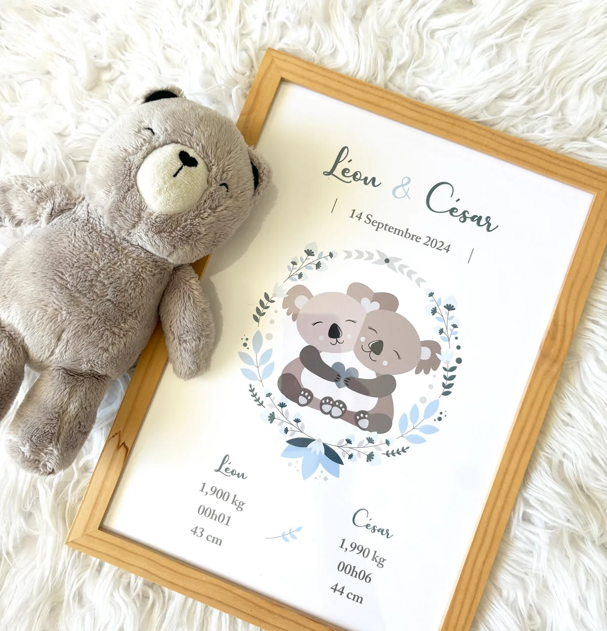 Affiche naissance Jumeaux Koala – Image 3