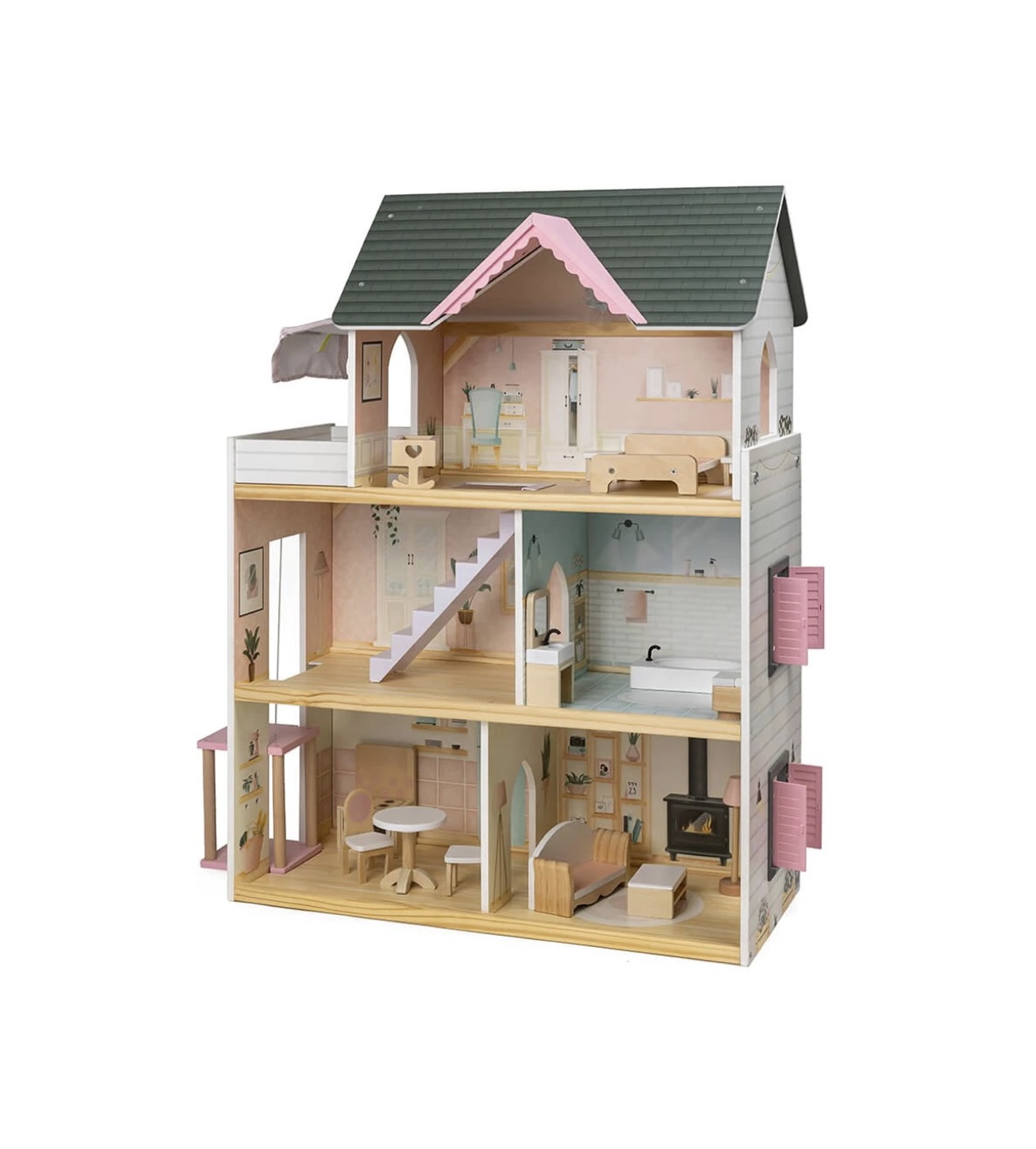 Eurekakids – Maison de poupée pastel en bois 3Ans+ – Image 5