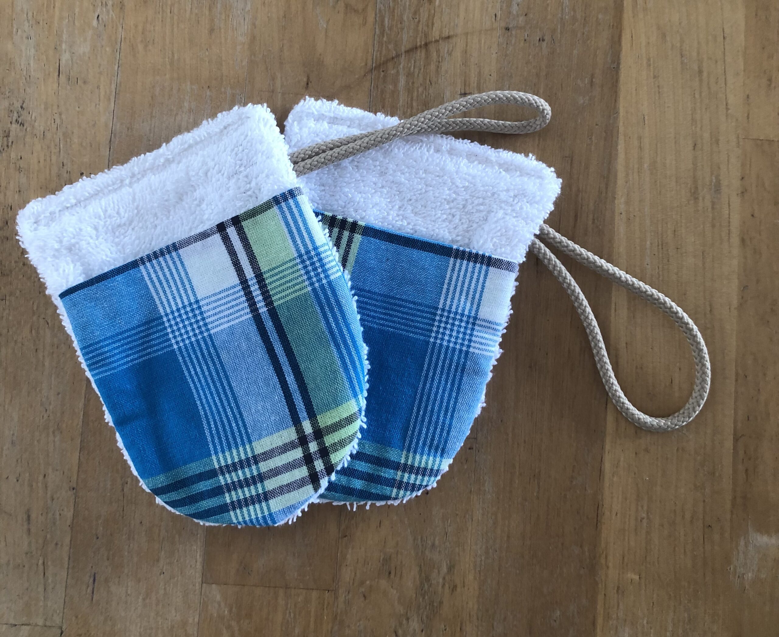 Débarbouillettes MADRAS bleu