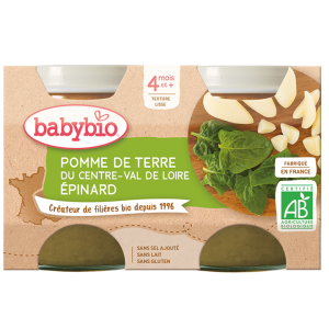 Babybio Pomme de Terre Épinard 2x130g – 4 mois
