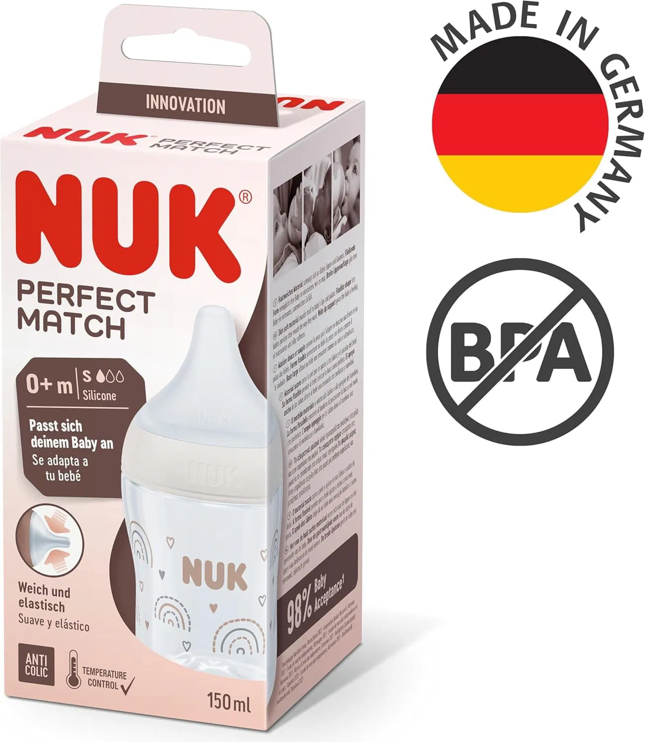 Nuk Biberon Perfect Match 150 ml 0 mois+ – Beige – Image 3