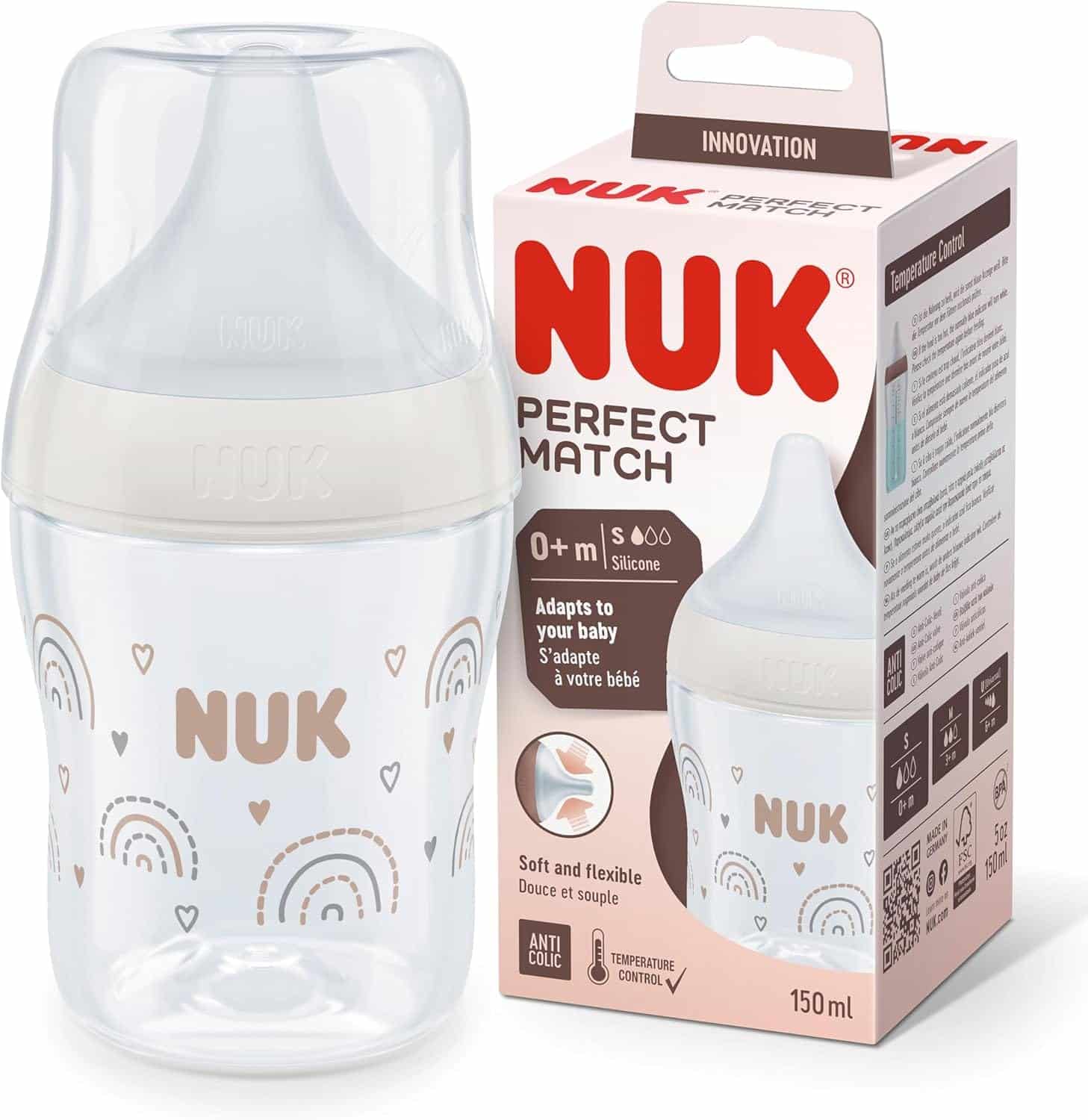 Nuk Biberon Perfect Match 150 ml 0 mois+ – Beige