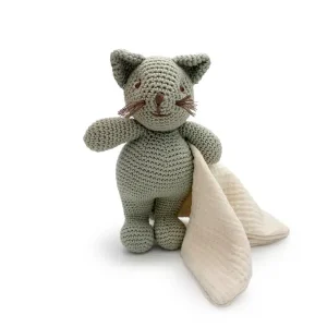 Doudou Peluche Chat gris bio 25x14x7cm