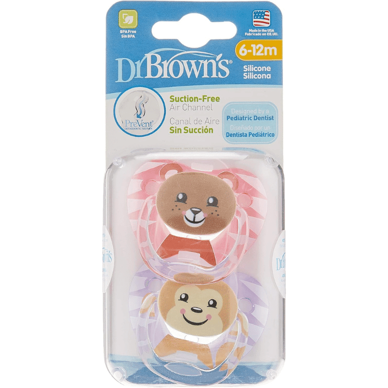 Dr Brown’s Sucette 6-18m Bear & Monkey – Girl Lot de 2 – Image 4