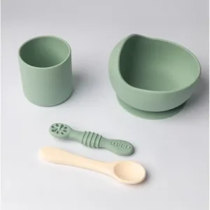 YUMMY Coffret Repas Silicone 4M+ – Vert Pastel