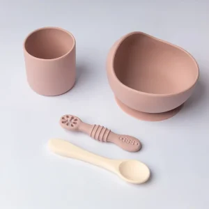 YUMMY Coffret Repas Silicone 4M+ – Rose Poudre