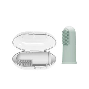 Dr Brown’s Brosse à dents en silicone avec étui – Vert clair 3m+