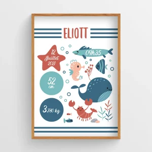 Affiche naissance Marin – Eliott