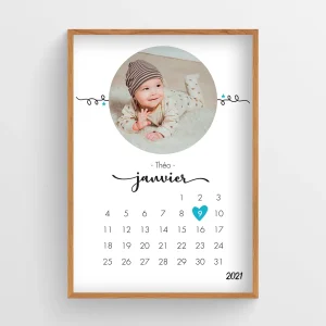 Affiche naissance Calendrier Garçon – Théo