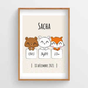 Affiche naissance Animaux pancartes – Sacha