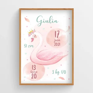 Affiche naissance Cygne – Giulia