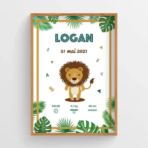 Affiche naissance Lion – Logan