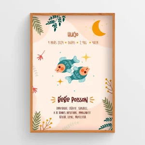 Affiche naissance Astro Poisson