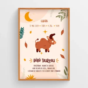 Affiche naissance Astro Taureau
