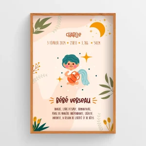 Affiche naissance Astro Verseau