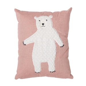 Coussin rose avec un ours en relief Bloomingville