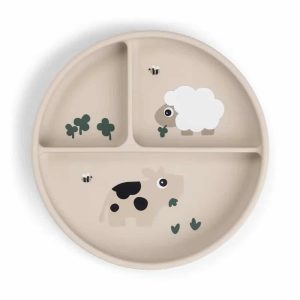 Assiette ventouse Tiny Farm sable Done by Deer