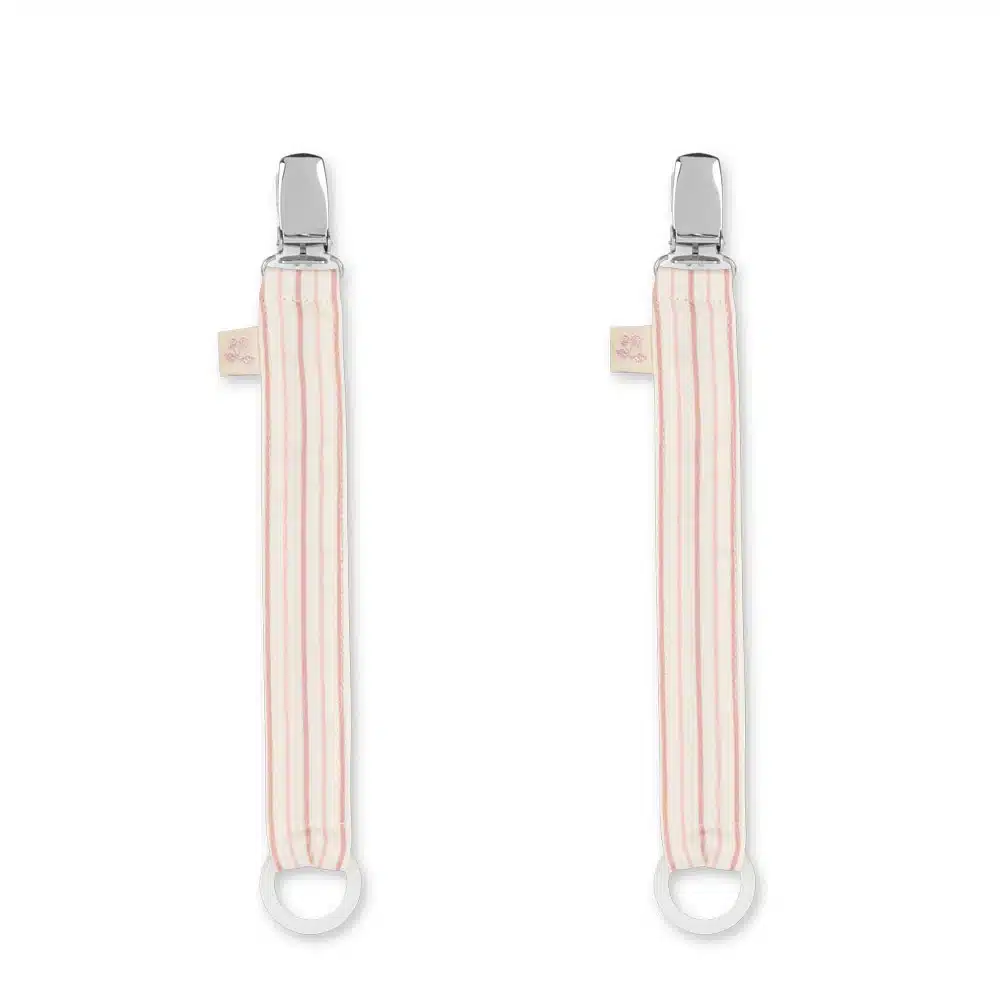 Pack de 2 attaches tétines Rayure rose Konges Slojd