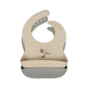 Set de 2 bavoirs en silicone Dino Konges Slojd