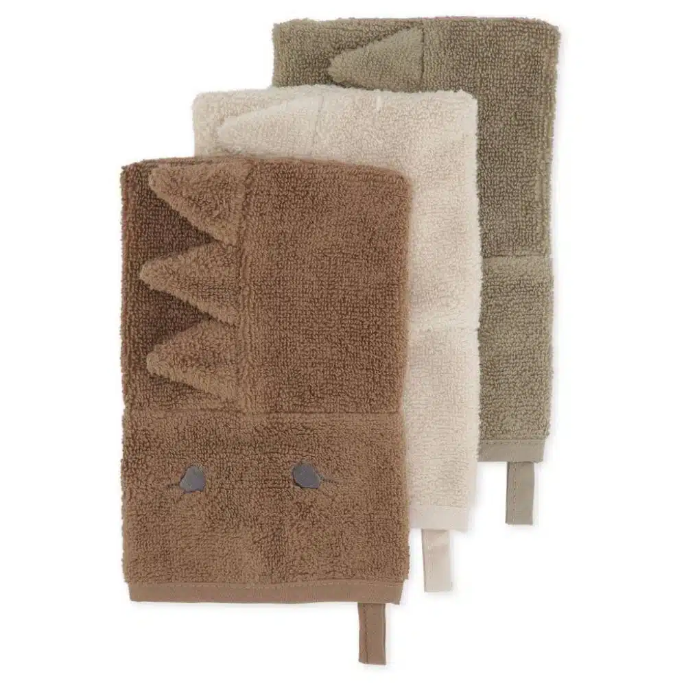Set de 3 gants de toilette animal – dino Konges Slojd
