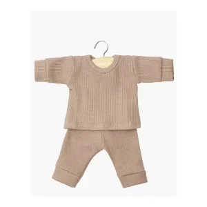 Pyjama Morgan maille côtelée Moka – poupée Babies 28 cm Minikane