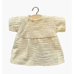 Robe poupée faustine en gaze de coton écru Minikane Gordis 34 cm