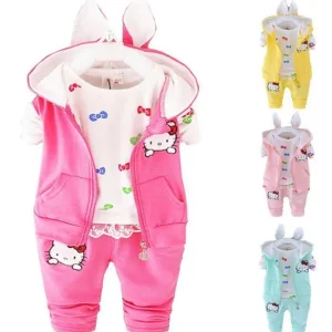 Cute trois pièces à motif chat