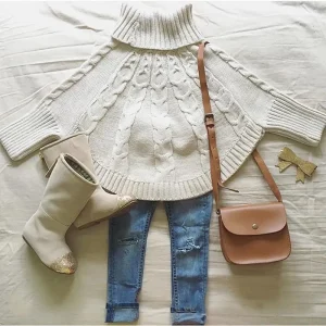 Mini poncho pull cape pour fille
