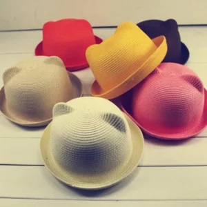 Chapeau en paille oreilles de chat