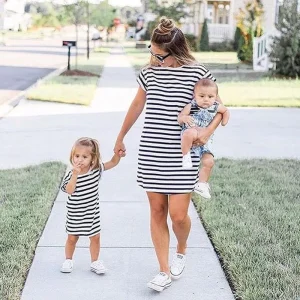 Robe A Rayures Mère Fille