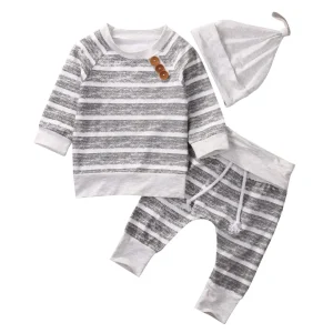 Joli Ensemble Rayé Pour Bébé (3pcs)