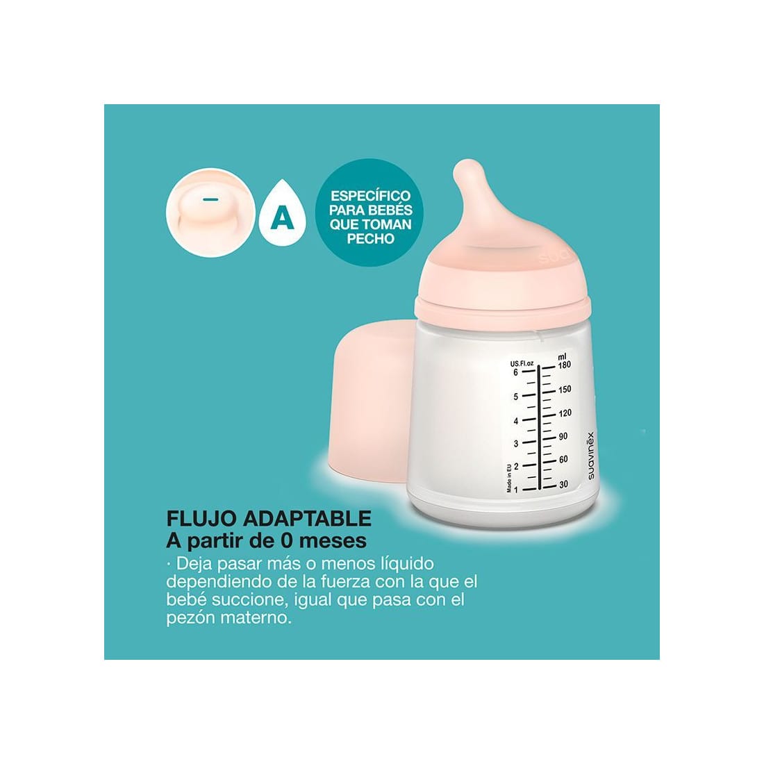 Suavinex Set Biberon Zero.Zero 180 ml avec Sucette – Image 3
